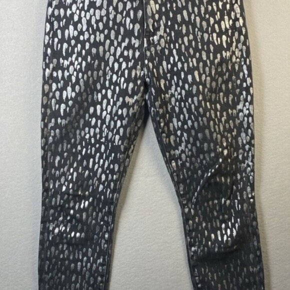 7‎ For All Mankind Jeans Womens Size 27 High Waist Skinny Unique Black & Silver - Picture 1 of 14